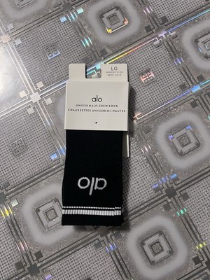 Alo Yoga Unisex Half-Crew Throwback Socks   Schwarz / Weiß (Größe LG)