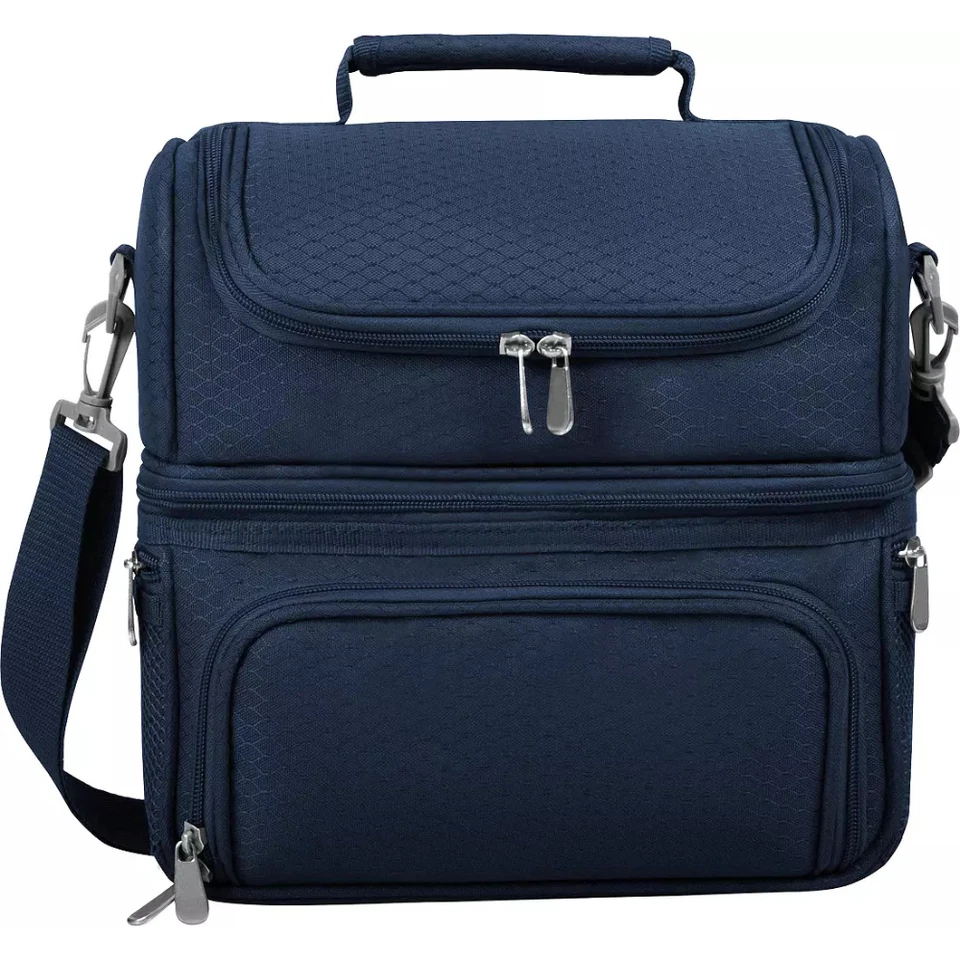 Bolsa de almuerzo refrigeradora Picnic Time Oniva Pranzo azul marino con utensilios, estilo premium Foto 3 de 4