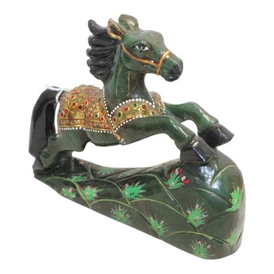 Big Running Horse Statue Painted Aventurine Stone Figurine Home Decor Gift M041