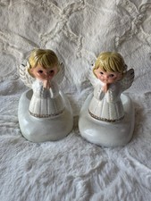 Vtg Praying Angel Candle Holders