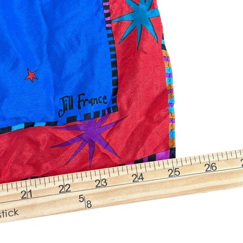 Jill France Whimsical Circus Animal Print Silk Scarf Colorful Folk Art Statement - Picture 8 of 11