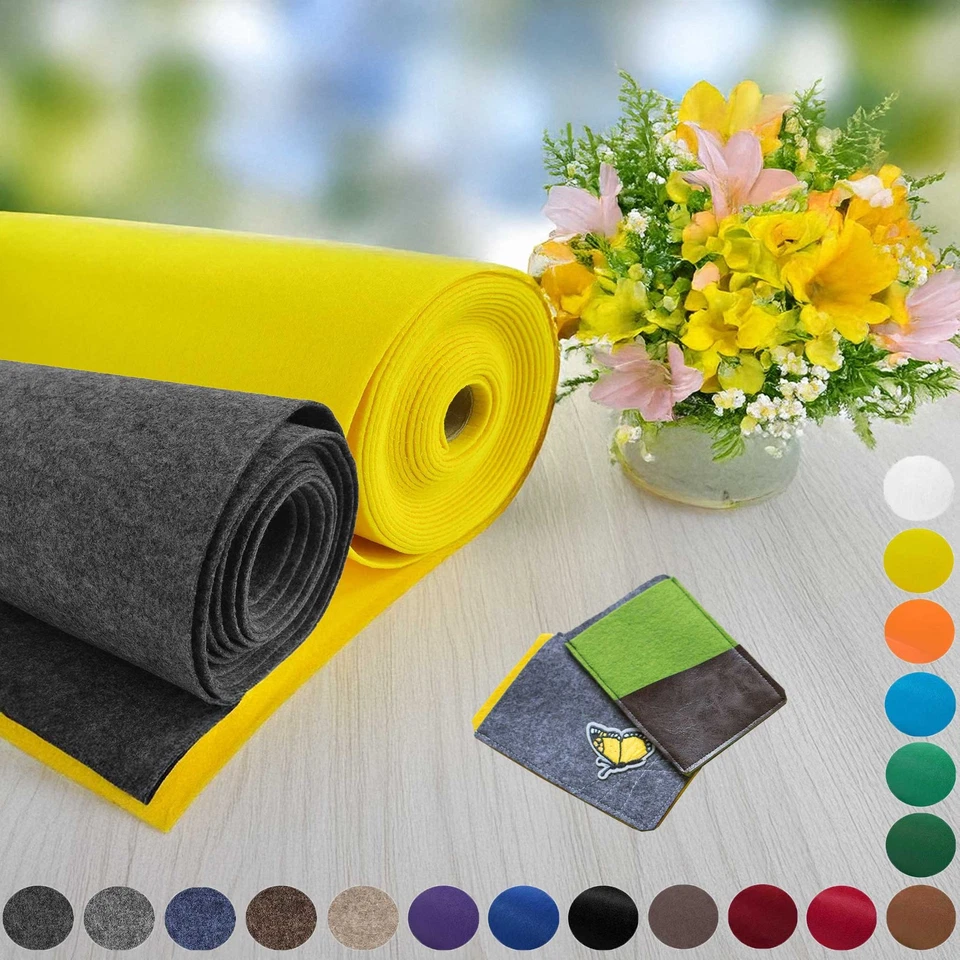 MADDMA Bastelfilz waschbar Zuschnitt ab 1m, 3mm stark Filzstoff 18 Farben uni & meliert