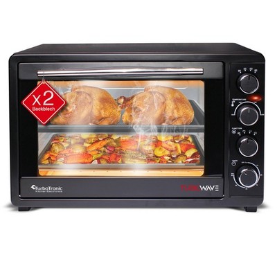 B-Ware Mini-Backofen 45L inkl. Drehspieß, 2x Backblech, Umluft, Doppelverglasung