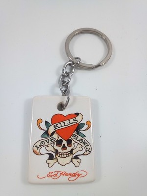 Ed Hardy - Love Kills Slowly - Keramik Schlüsselanhänger beidseitig bedruckt