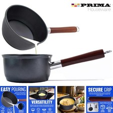 16CM 1.8L NON STICK MILK PAN WOODEN HANDLE KITCHEN MILKPAN SAUCEPAN POUR TEA POT
