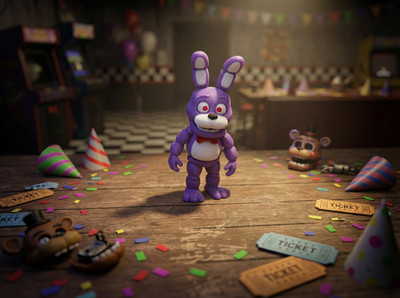 Animatronic Purple Rabbit Figurine 3D Printed Horror Game Character 3 Inch