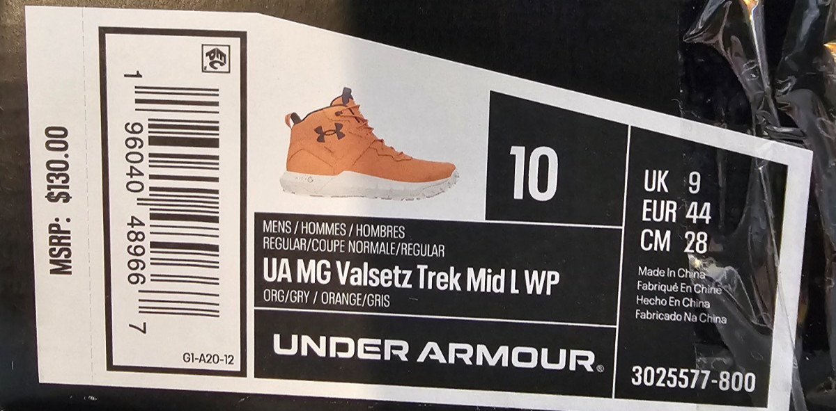 Under Armour® (Men's 10) Micro G Valsetz™ Trek Mid Leather Waterproof Boot -$130 thumbnail 8
