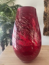 Murano Style Hand Blown Red /Gold Splash Vase.QUALITY BEAUTIFUL