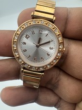 Mark & Spencer Gold Tone Crystal Bezel Ladies Watch, new battery fitted