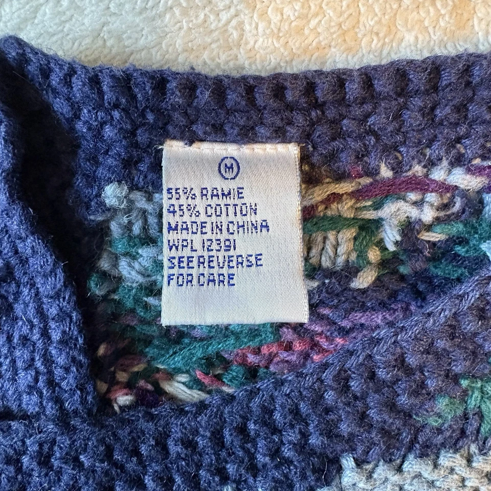 Signatures by Northern Isles Hand Knit Sweater. Floral Pattern. Purple Pink. Med - Image 4 of 4