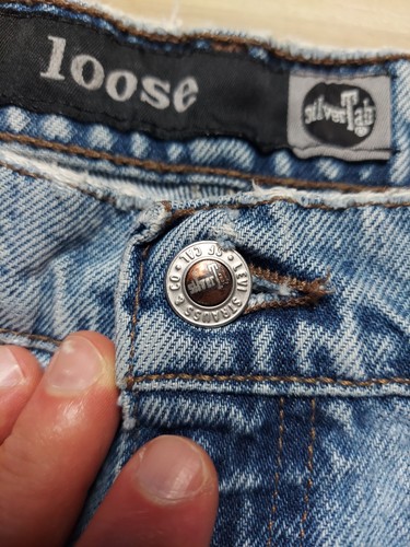 Vintage 90's Levi's Silver Tab Baggy Loose Fit Denim Shorts Size 40 USA Grunge - Picture 7 of 15