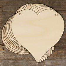 10x Wooden Heart Plain Concave Rounded Point Craft Shape 3mm Ply Love