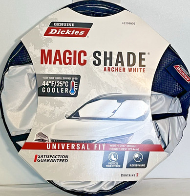Genuine Dickies 2-Pc Magic Windshield Shade Archer White Foldable
