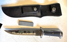 Original Bowie Knife with Buffalo pattern fixed blade with sheath