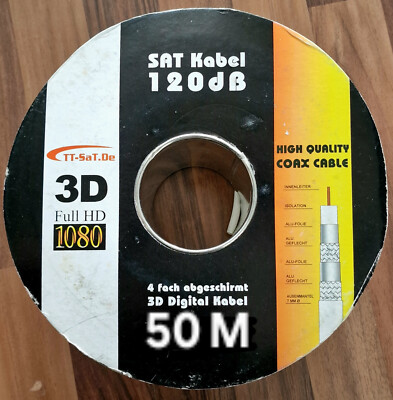 Satellitenkabel TV Full HD 120 dB HQ KUPFER Sat Koax Antennen Kabel 4fach Schirm