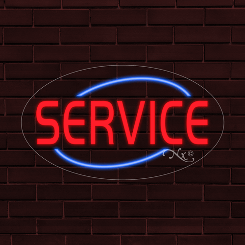 NUEVO "SERVICIO" con BORDE OVALADO 28x16x1 PULGADAS LED FLEX VENTANA/PARED INTERIOR LETRERO 34290 - Imagen 1 de 1