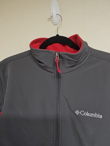 COLUMBIA Mens Medium Fleece Coat Red Gray Jacket - Picture 5 of 12