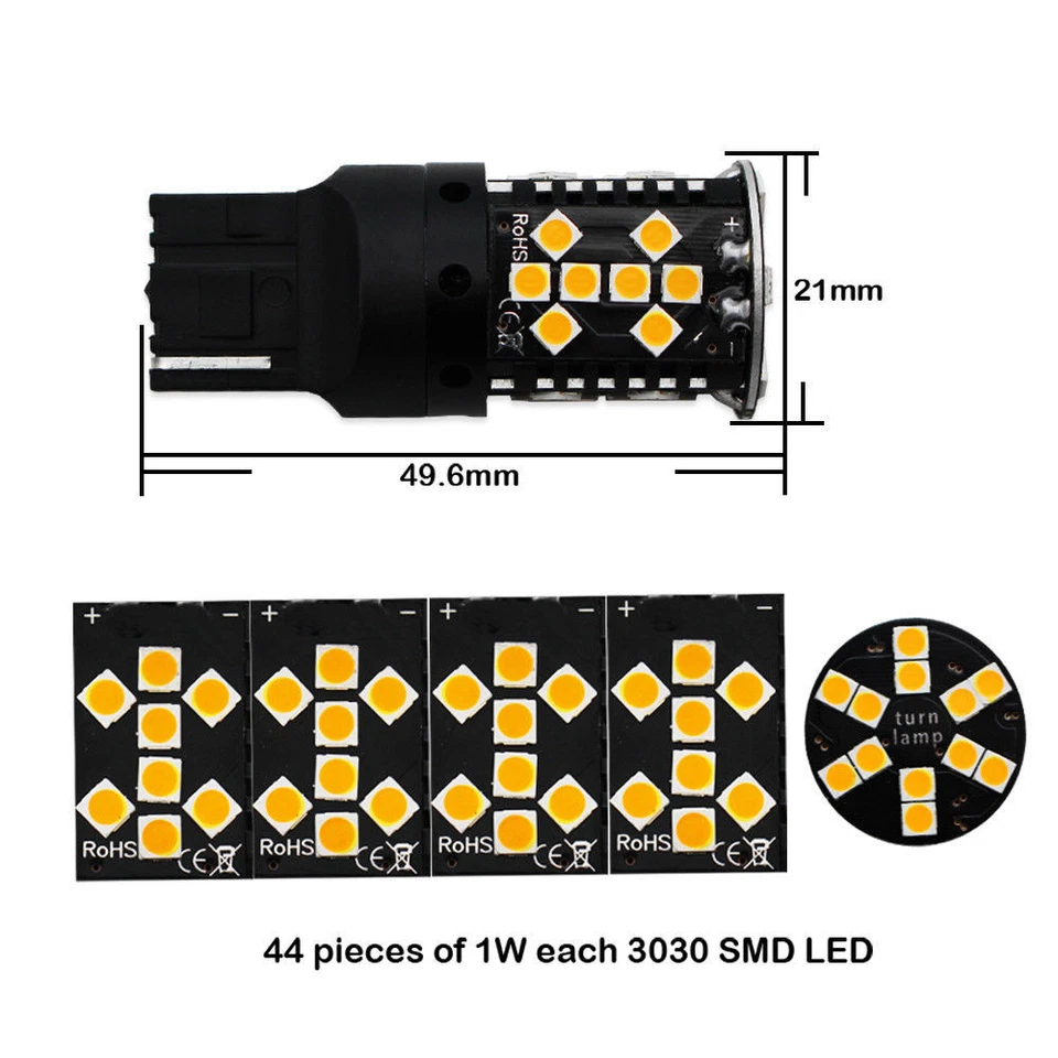 No se requiere resistencia ámbar 7440 3535-SMD LED bombillas de señal de giro delanteras traseras Foto 3 de 4