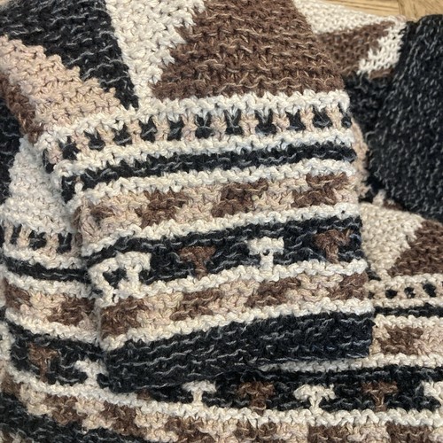Talbots Women's Aztec Cardigan Sweater Size S 20x24, Triangles Black Browns - Picture 7 of 11