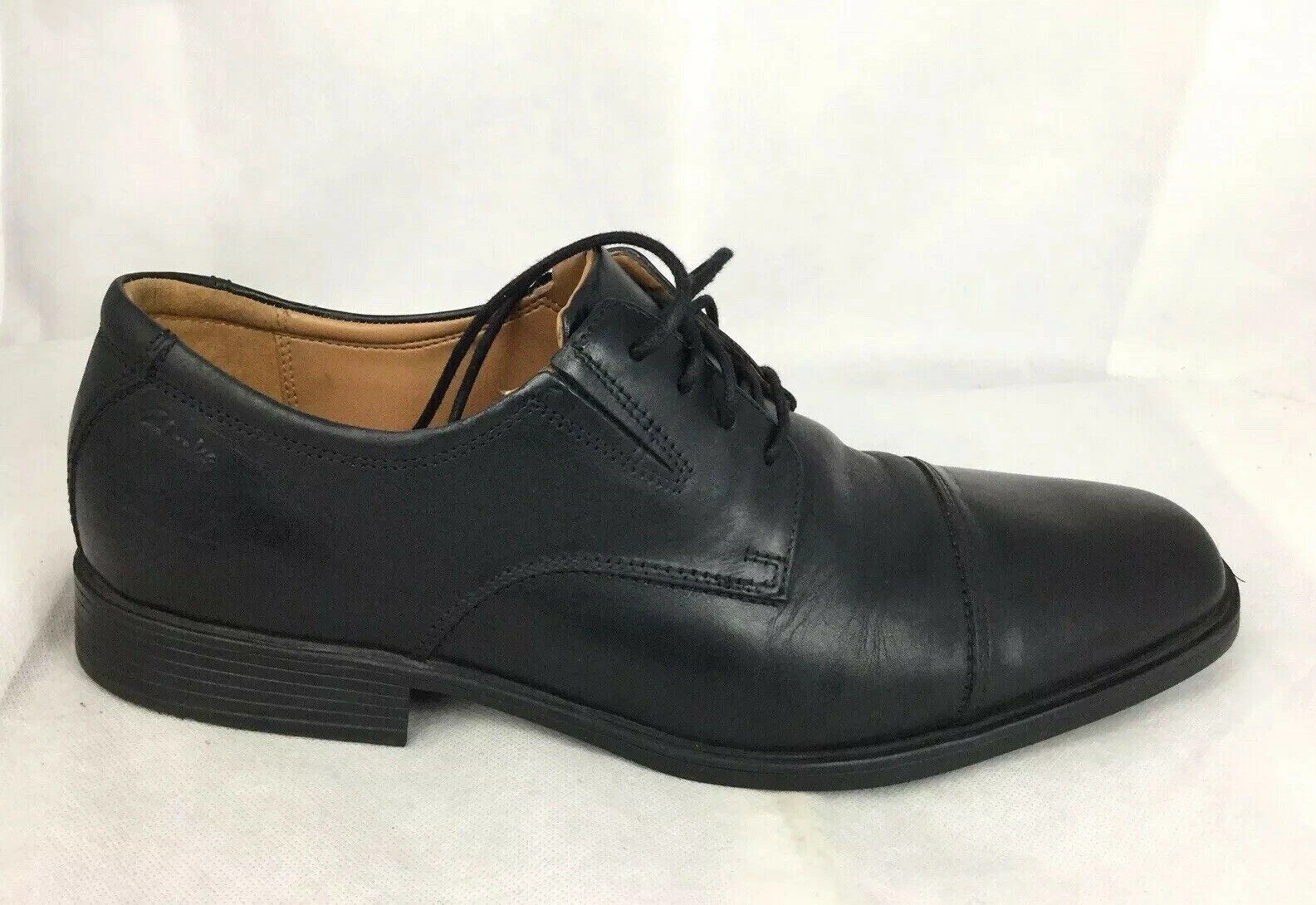Scarpa Oxford da uomo Clarks Tilden Cap in pelle nera taglia 11 M US