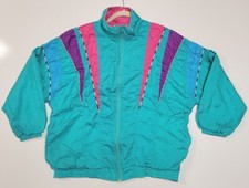 Vintage Lady Lavon 80s 90s Bright Multi Color Windbreaker Jacket Women's Size 1x