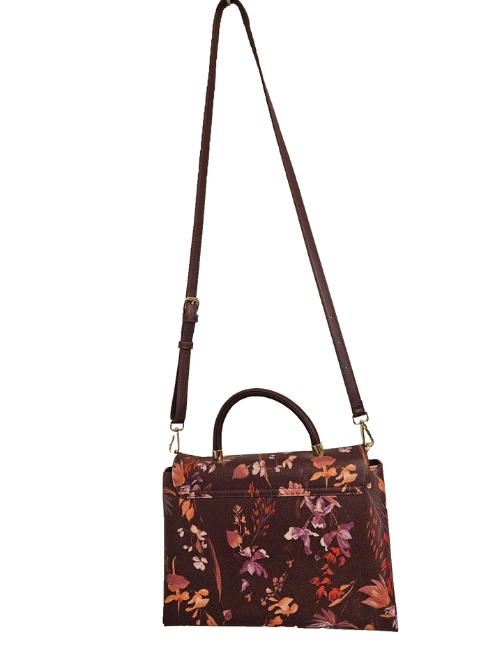 Mujer Floral Bolso de Mano Un Nuevo Día Color Rojo Ciruela Estilo Maletín Talla Mediana Foto 2 de 4