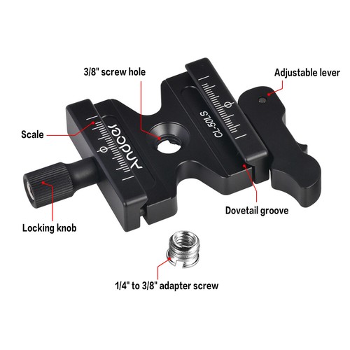 Quick Release CL-50LS Clamp 1/4" 3/8" Adapter For Arca Swiss Plate Tripod M2G0 - Picture 5 of 11