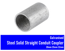 GALVANISED STEEL SOLID STRAIGHT CONDUIT COUPLERS 20MM 25MM 32MM