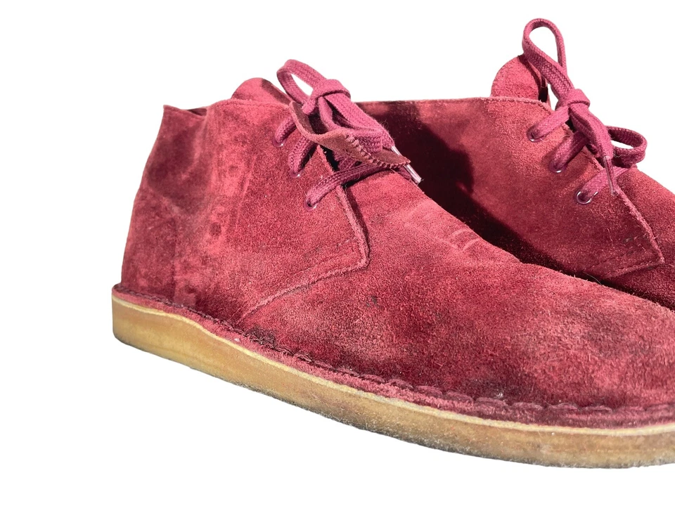 Botas Clarks Originals X Concepts Desert Rojo Granate 10 M Gamuza Cuero Crepé Goma Foto 2 de 4