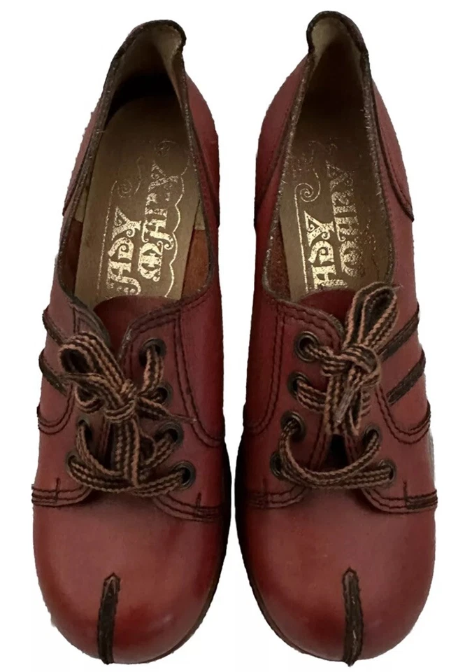 INCRÍVEL Sapato Oxford Hippie Vintage Anos 60 Plataforma Couro Vermelho 40 EUA: 9,5 NOVO!!! - Imagem 3 de 4