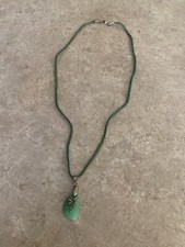 Palm Tree Sea Glass Corded Necklace EUC 