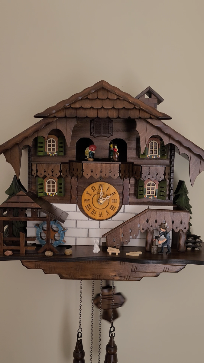 Handcrafted Black Forest Cuckoo Clock Wood Chopper Quartz German