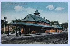 1909 NY Postcard Ballston Spa New York Railroad RR Train Station Depot tracks
