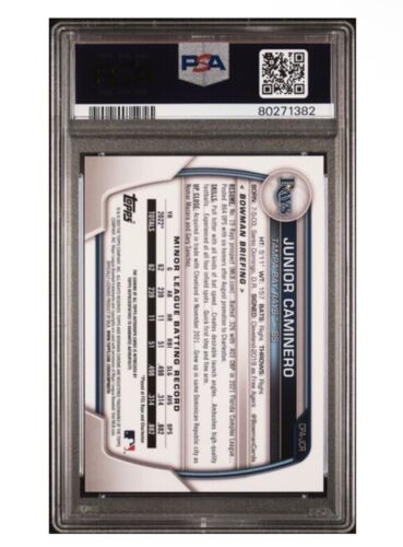 2023 Bowman Chrome Junior Caminero Auto Yellow /75 PSA 10 Rays - Picture 2 of 2