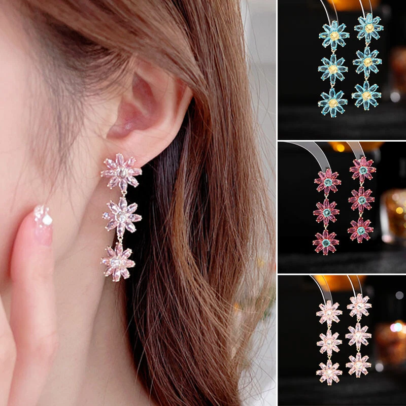 Women Crystal Rhinestone Drop Dangle Earrings Charm Jewelry