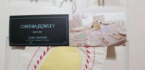 Cynthia Rowley Valentine's Day Heart Fabric Table Runner. 15"×48". Sweetheart. - Picture 5 of 7