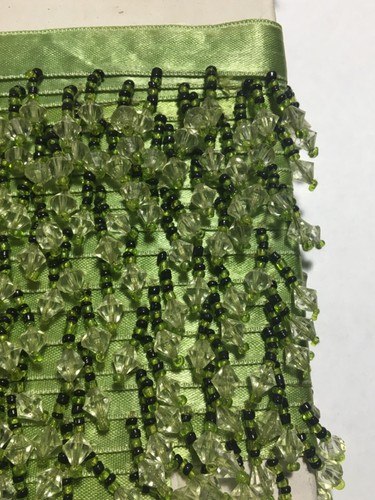 5+ YDS Vintage Dangle Green & Clear Acrylic Bead Beaded Lamp Trim Curtain Fringe - Picture 4 of 10