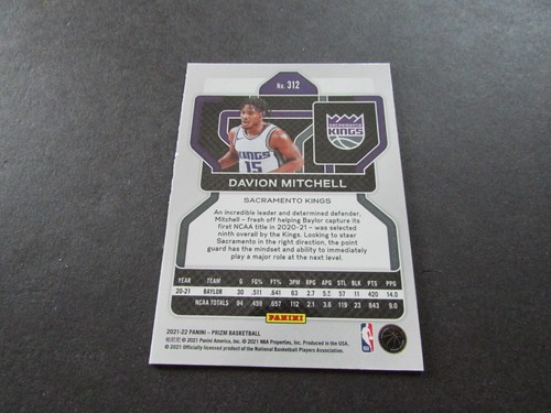 2021 22 Prizm Basketball Davion Mitchell Rookie Card 312 EBay