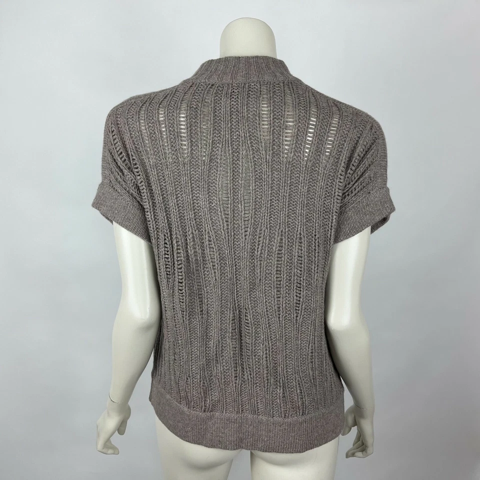 Cárdigan de lana de cachemir Worth manga corta cremallera completa suéter súper suave para mujer S Foto 2 de 4