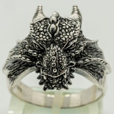 Dragon Head Ring 925 silver Skull Biker Game Thrones Metal Gothic Mythical