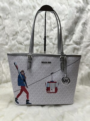 Michael Kors Jet Set Girls JST Medium Carryall Tote - Bright White Multi