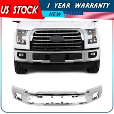 Chrome Front Steel Bumper Face Bar w/ Fog light holes for 15-17 Ford F150 Pickup
