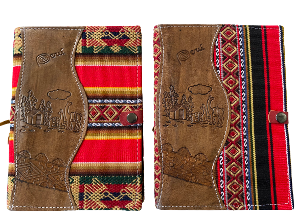Peruvian textile and leather large notebook libreta grande-image