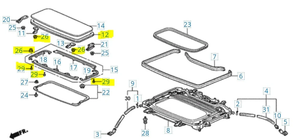 Honda CRX Si 88-91 techo corredizo sello impermeable exterior NUEVO Foto 2 de 4