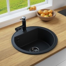 Rein Schwarz LINDBERGH® Granit Spüle "TON44" Einbauspüle Küchenspüle Spülbecken