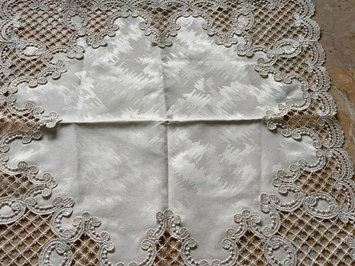 Tischdecke quadratisch,57x57 cm,Champagner Beige,Spitze an den Ecken - Bild 3 von 6