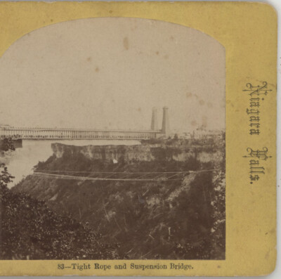 Tight Rope & Suspension Bridge Niagara Falls Stereoview c1870