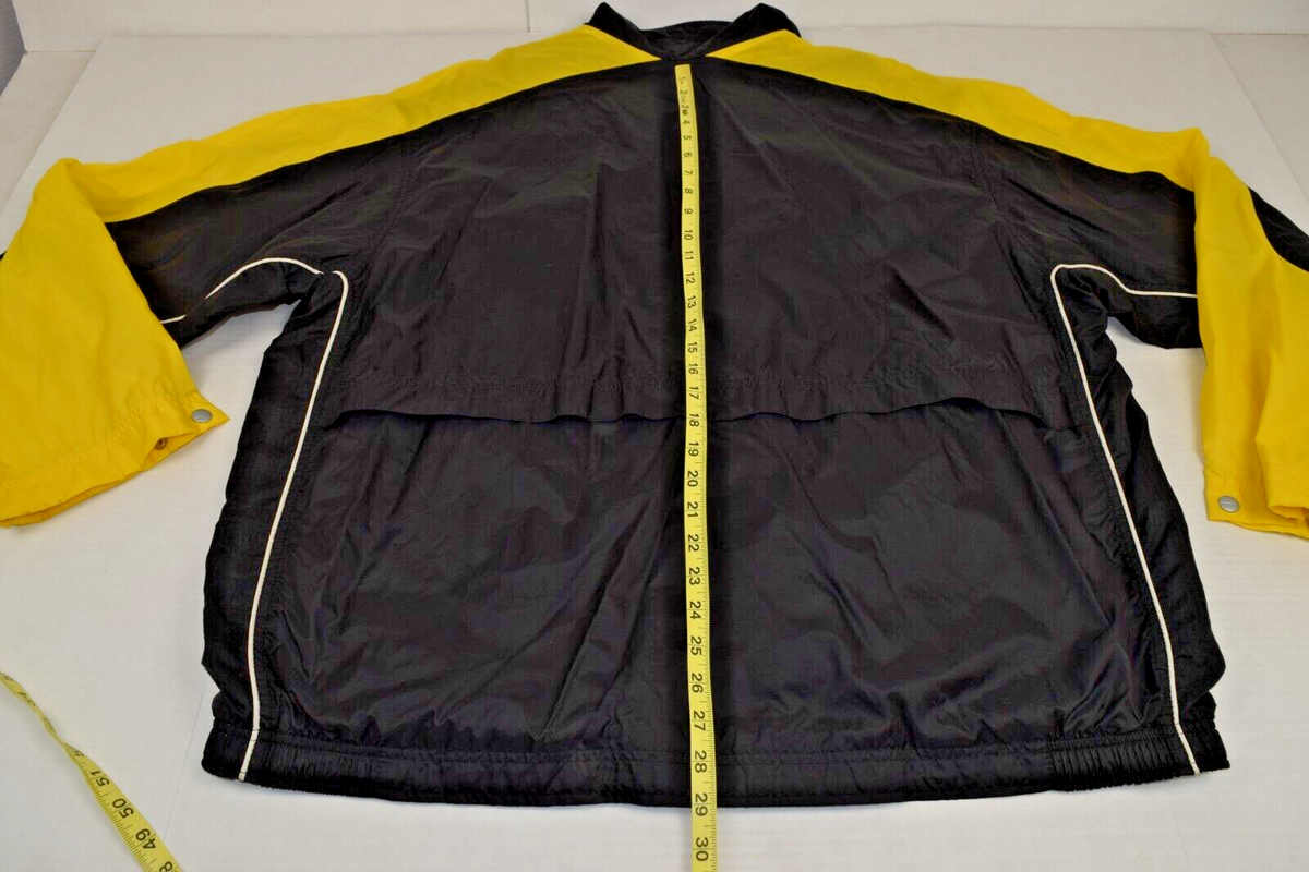 Vintage Nike Jacket Size XXL 90s Black Yellow Swoosh Sleeve Stripe