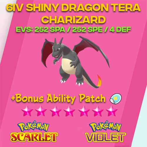 6iv Shiny Tera Dragon Raid Charizard Pokemon Scarlet Violet Same Day Ebay