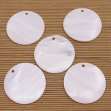 5PCS 60mm Round Disc Natural White Mother of Pearl Shell Pendant Charms Crafts